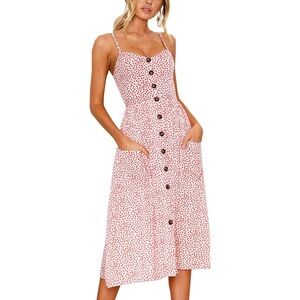 Pink & White Floral Button-Down Sundress Size Large